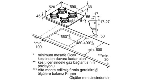 Profilo OO36P9O10L Ankastre Ocak 60 cm