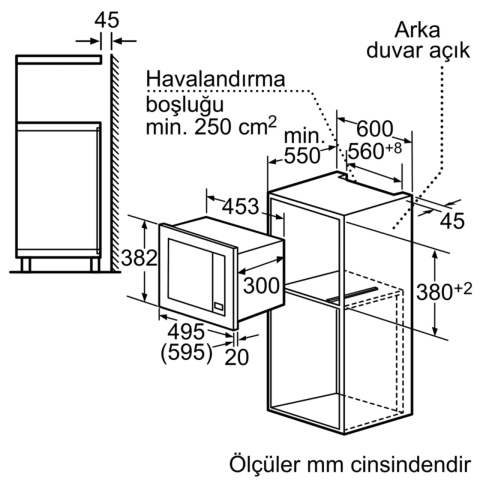Profilo MDA1050 60x36 cm Çelik Ankastre Mikrodalga
