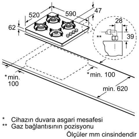 Profilo OB30P2B82D Set Üstü Gazlı Ocak 60 cm Beyaz