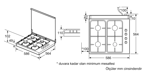 Profilo OB30P5B80D Set Üstü Gazlı Ocak 60 cm Paslanmaz Çelik