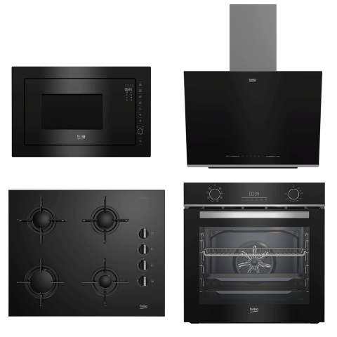 Beko Siyah Cam Mikrodalgalı Set (BDE 6062 S - BOCD T 6510 ES - BFC 430 S - BMC 2520 S)