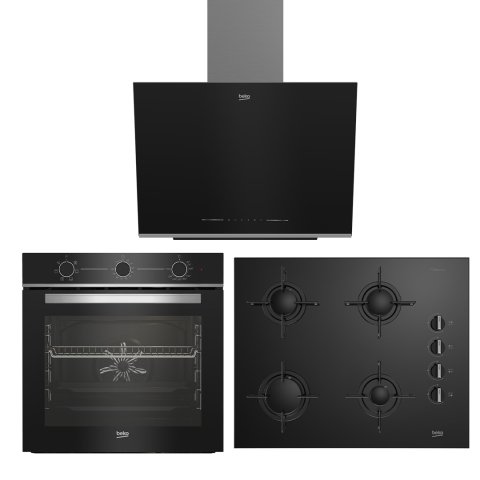 Beko Buhar Destekli Siyah Cam Set 4 (BDE 6062 S - BOCD T 6510 ES -BFC 320 S)