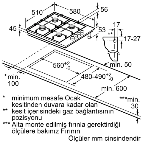 Profilo OO36P2O10D Ankastre Ocak 60 cm