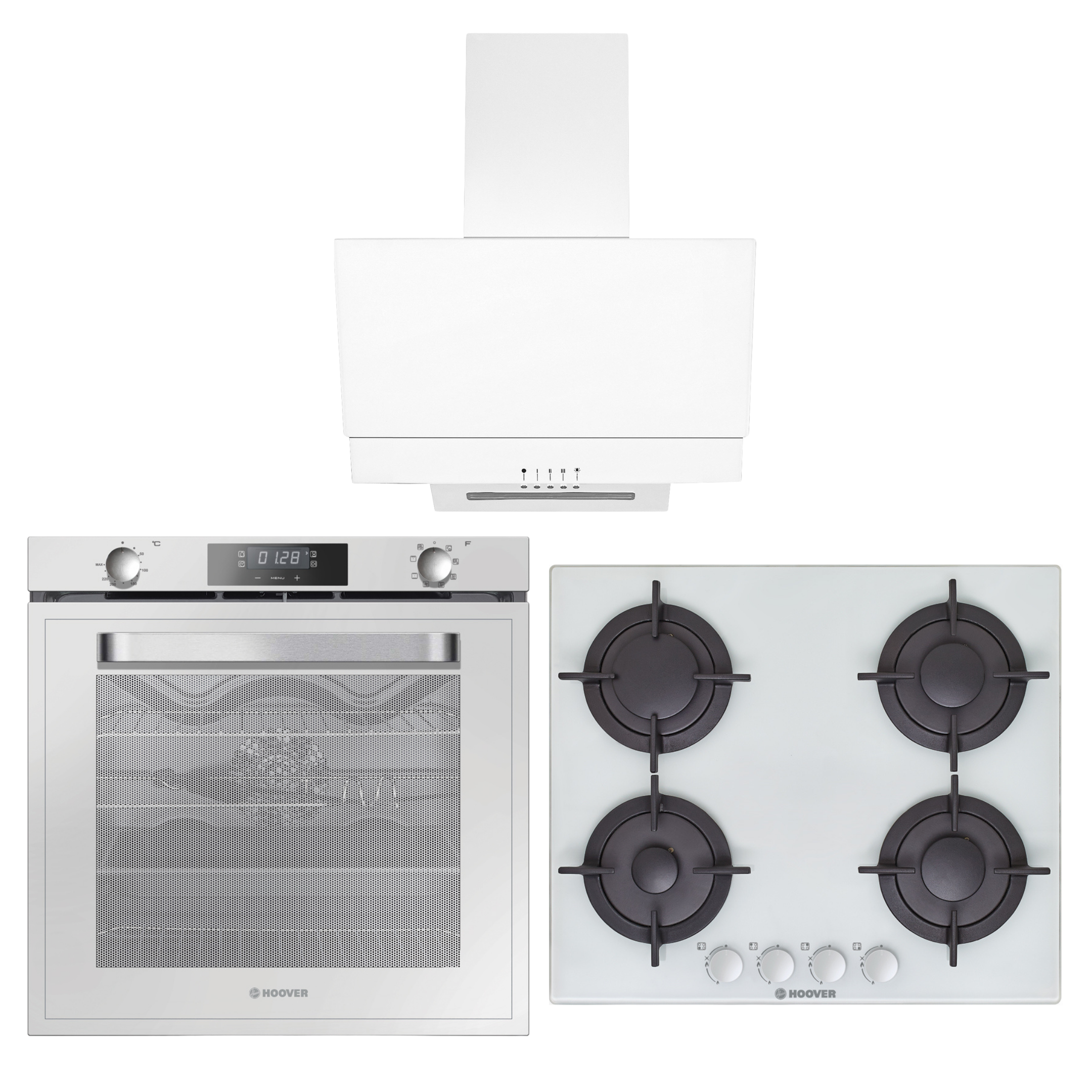 Hoover Lüks Beyaz Cam Ankastre Set (HDM656WTK - HGV64SMCW - HOAT 3150 WI)