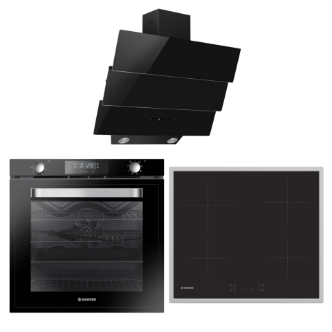 Hoover Vitroseramik Siyah Cam Ankastre Set (HPM656BTK - HH64FC - HOAT3150BI)