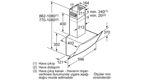 Profilo DVE6G560 Duvar Tipi Davlumbaz 60 Cm